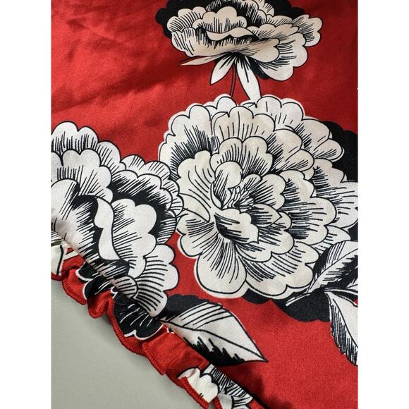 VTG Y2K Red Floral Satin Babydoll Chemise XL Lace Trim Red Boudoir Lingerie - Picture 10 of 11